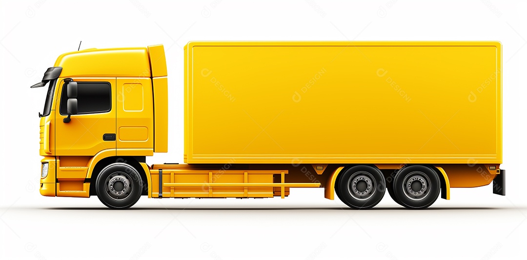 Reboque trator caminhão amarelo isolado em fundo branco