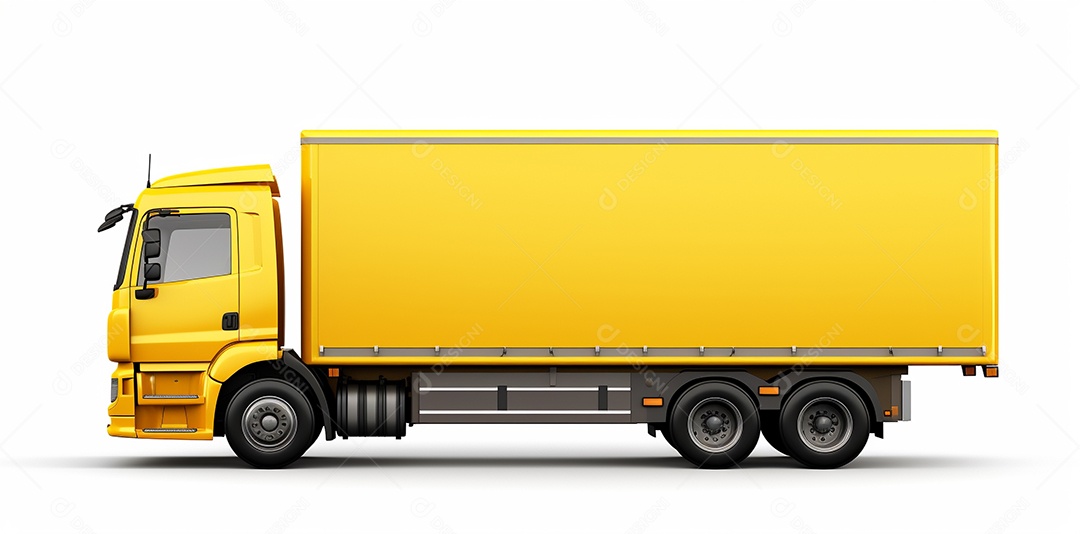 Reboque trator caminhão amarelo isolado em fundo branco