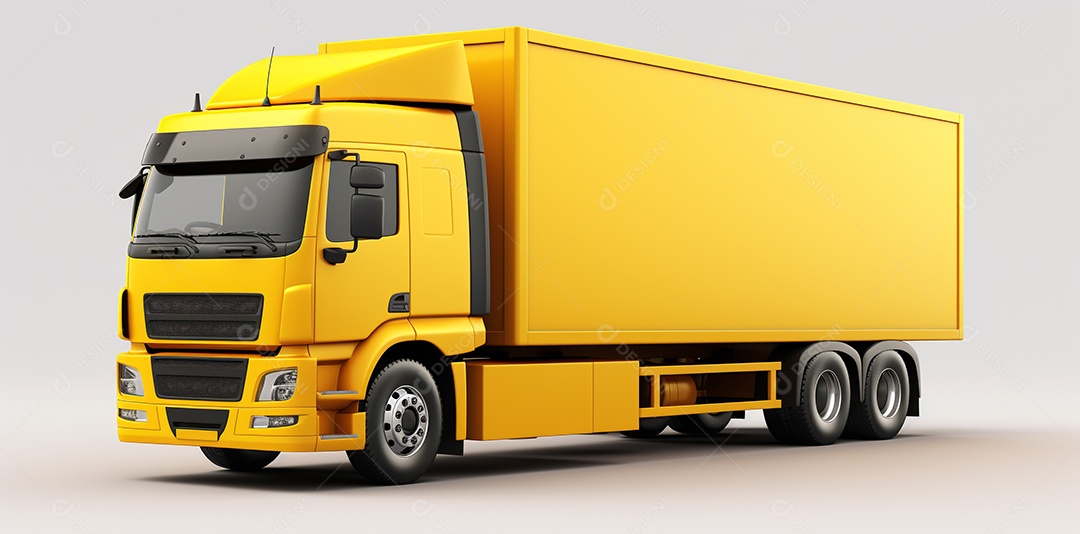 Reboque trator caminhão amarelo isolado em fundo branco