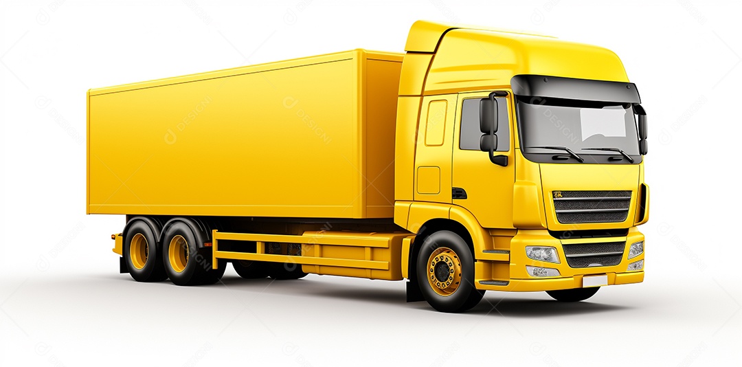 Reboque trator caminhão amarelo isolado em fundo branco