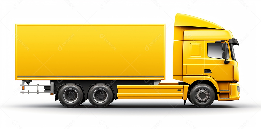 Reboque trator caminhão amarelo isolado em fundo branco