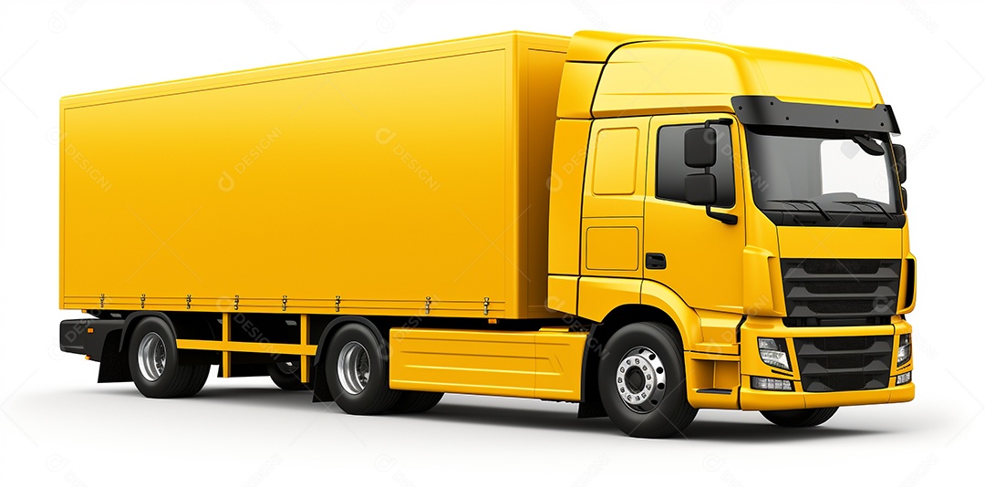 Reboque trator caminhão amarelo isolado em fundo branco