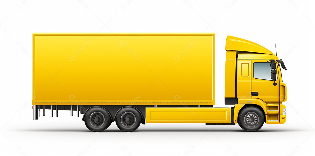 Reboque trator caminhão amarelo isolado em fundo branco