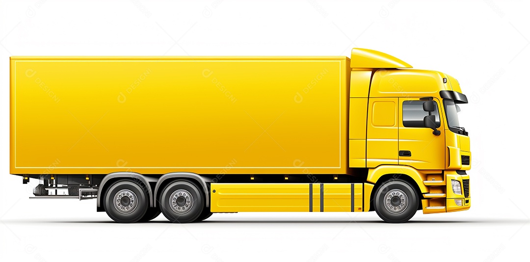 Reboque trator caminhão amarelo isolado em fundo branco