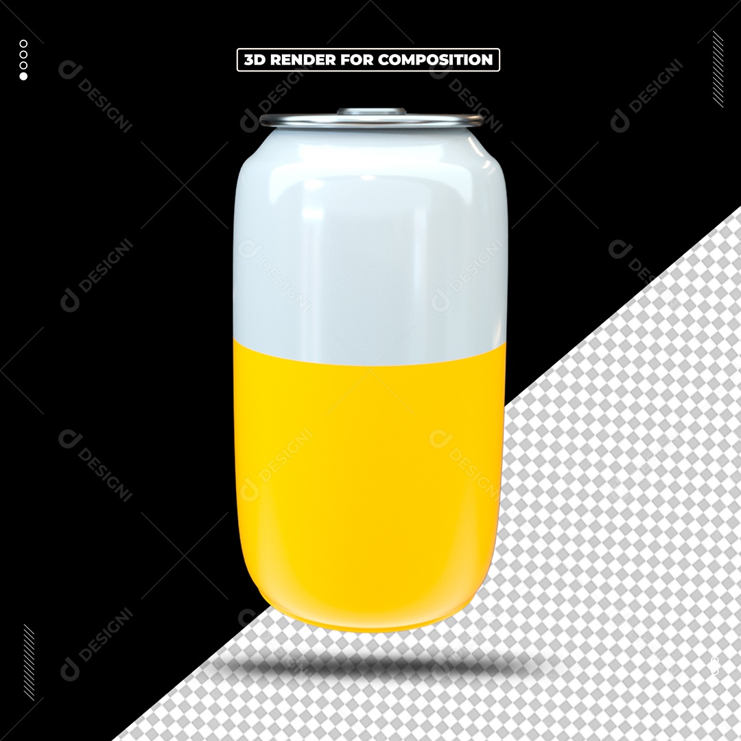 Frasco Lata Elemento 3D para Composição PSD