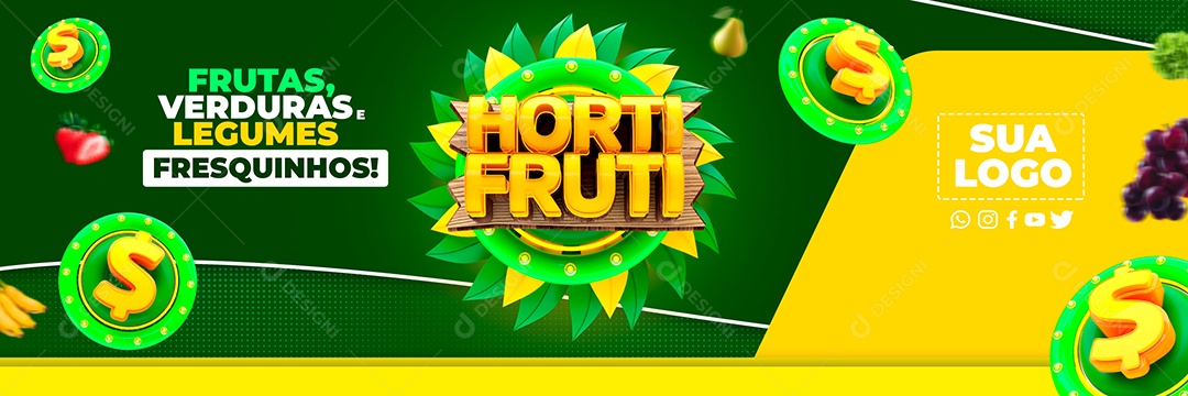 Carrossel Hortifruti Frutas Verduras Legumes Fresquinhos Social Media PSD Editável