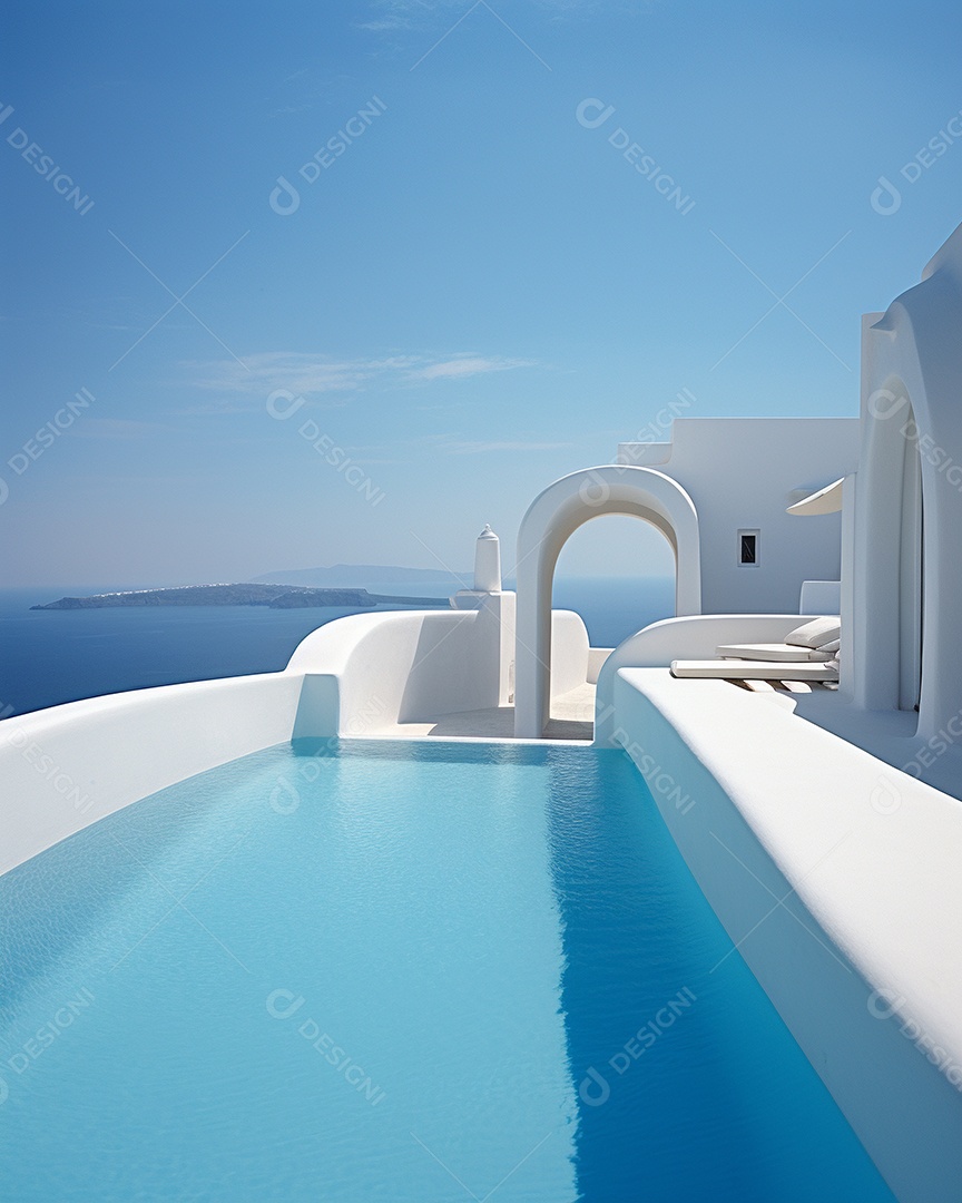 Projeto de casa do arquiteto Santorini Grécia com piscina externa