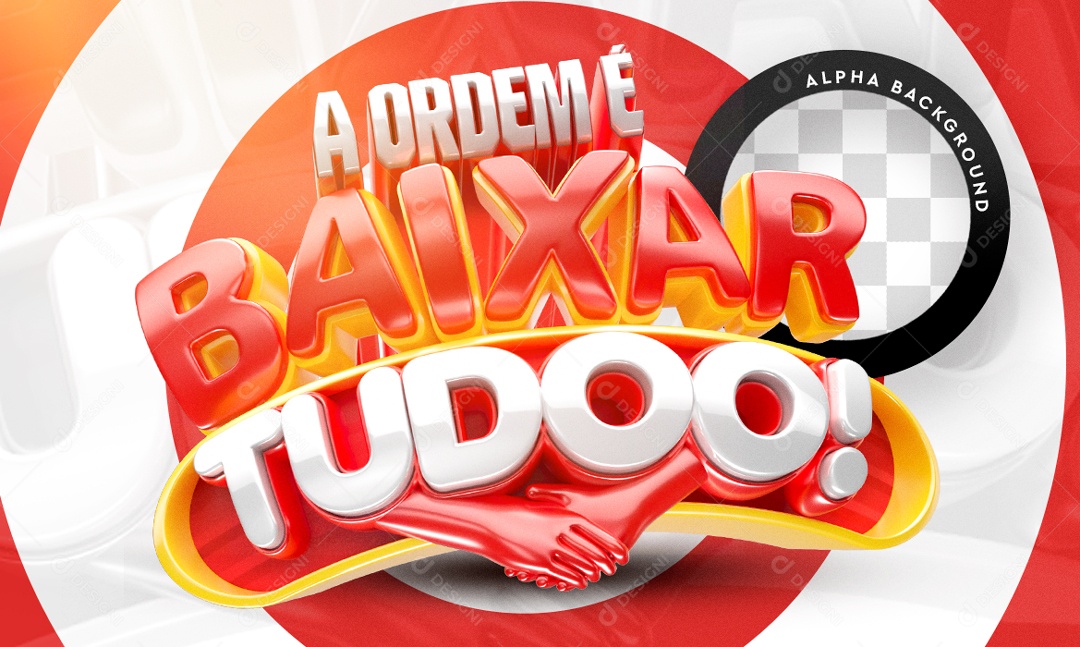 Selo 3D Vermelho A Ordem é Baixar Tudoo Para Composição PSD