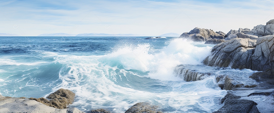 Retrato aérea do litoral rochoso