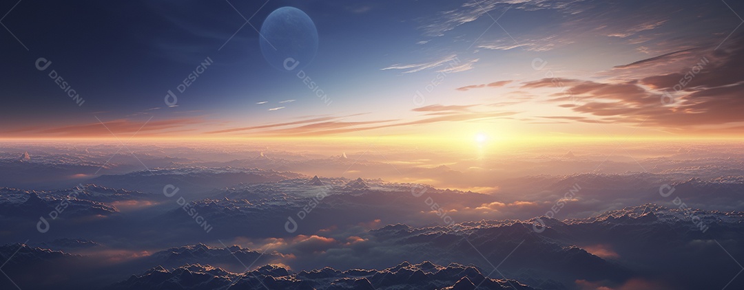 Amanhecer nascendo sobre uma terra no espaço sideral