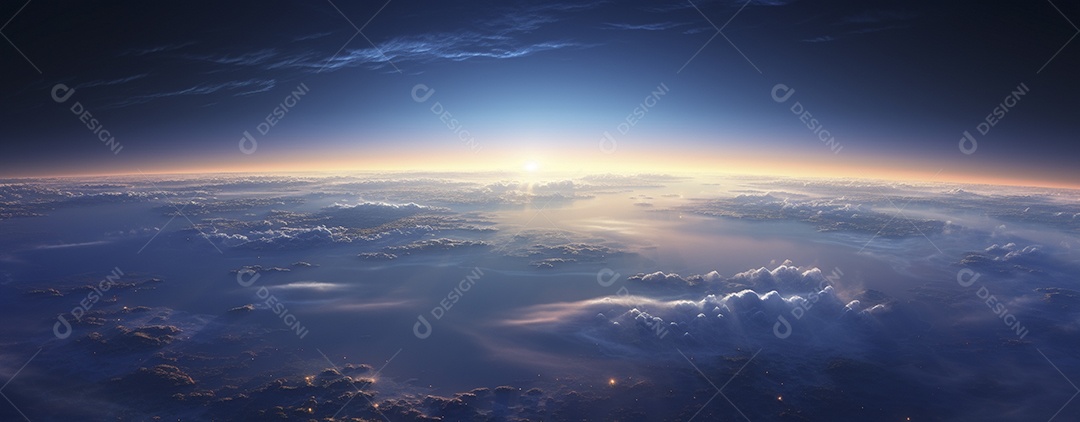 Amanhecer nascendo sobre uma terra no espaço sideral