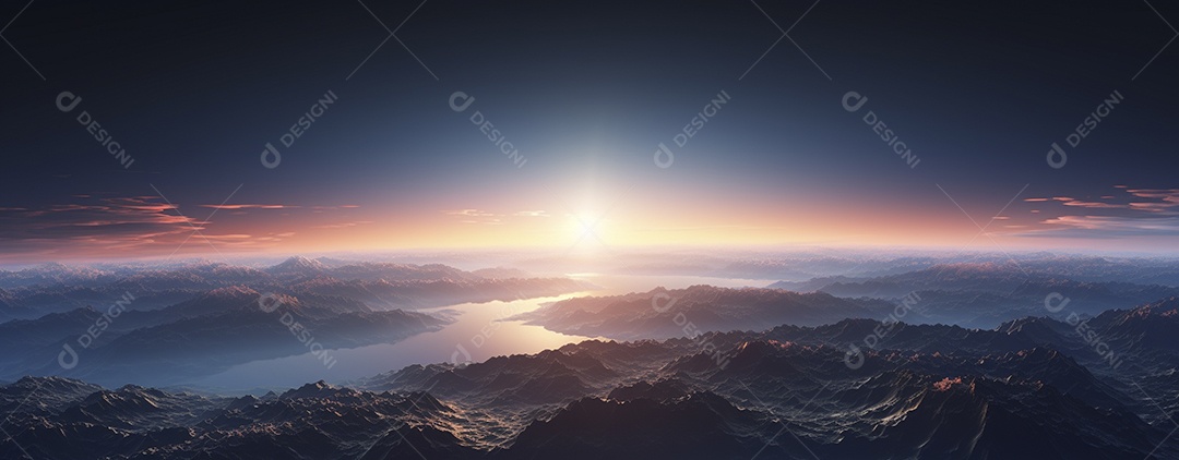 Amanhecer nascendo sobre uma terra no espaço sideral