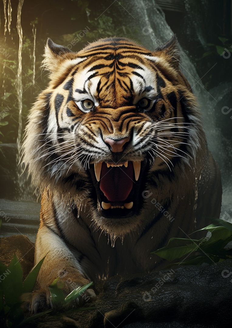 Encontro feroz na selva encantadora com o tigre