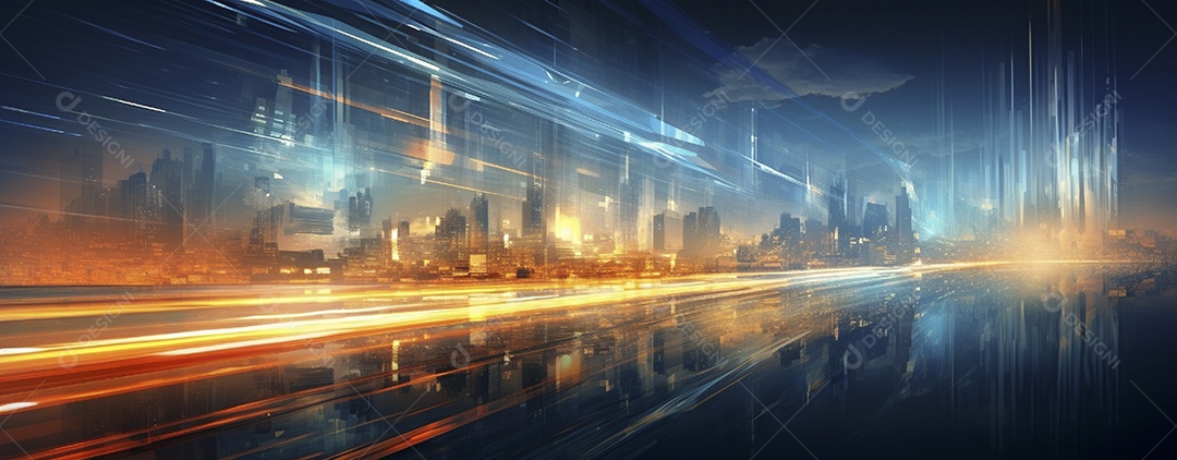 Tráfego na estrada com trilhas leves à noite