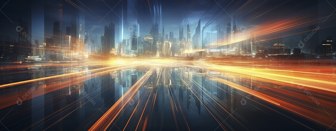 Tráfego na estrada com trilhas leves à noite