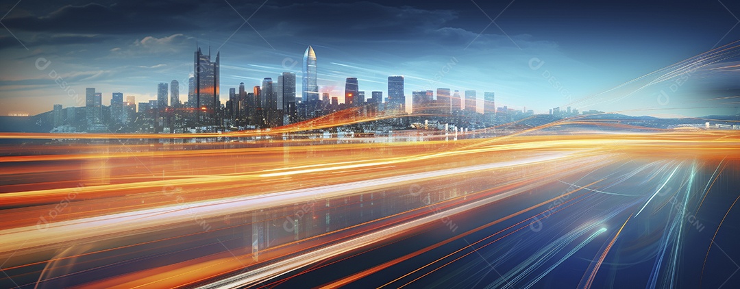 Tráfego na estrada com trilhas leves à noite