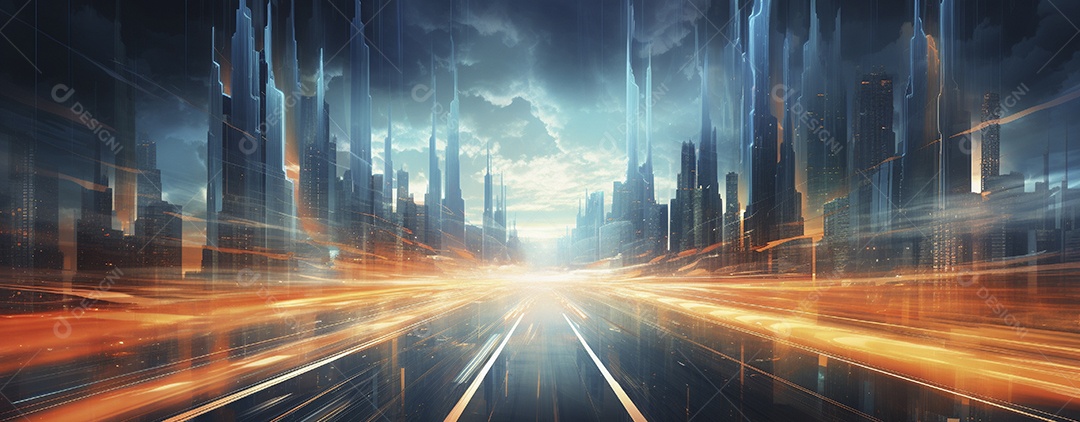 Tráfego na estrada com trilhas leves à noite