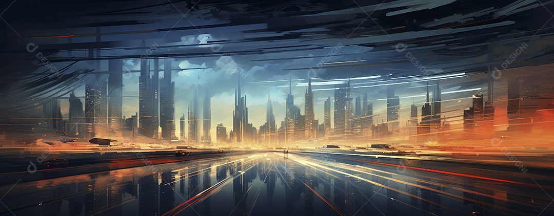 Tráfego na estrada com trilhas leves à noite