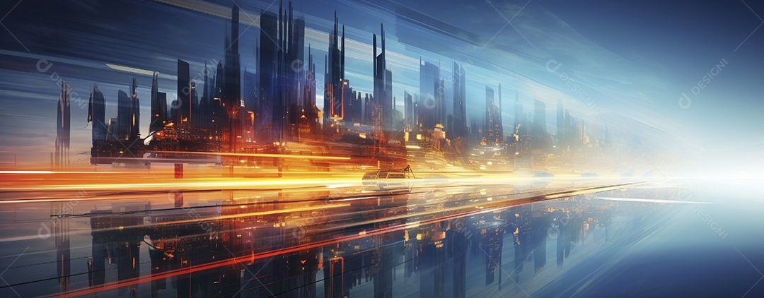 Tráfego na estrada com trilhas leves à noite