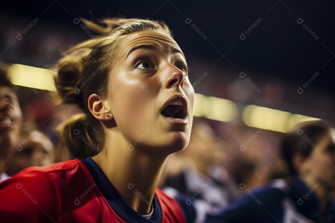 Visão aproximada fãs de futebol americanas surpresas com cores de bandeira