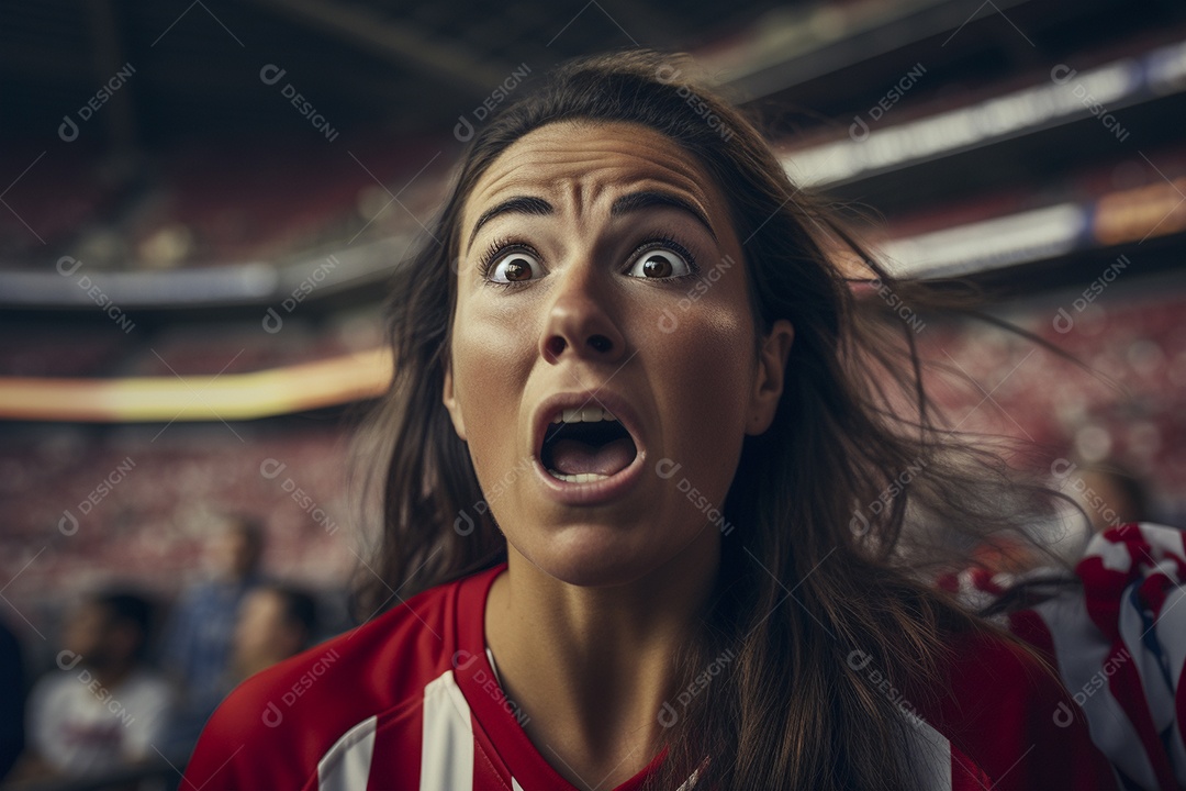 Visão aproximada fãs de futebol americanas surpresas com cores de bandeira