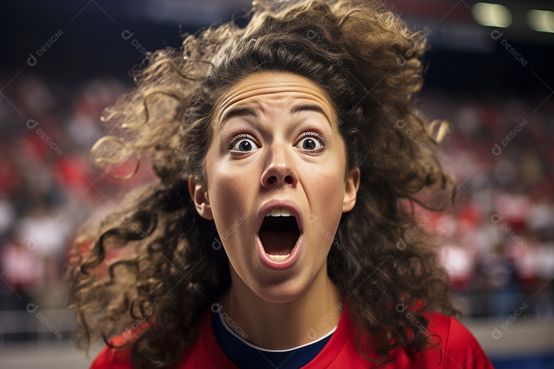 Visão aproximada fãs de futebol americanas surpresas com cores de bandeira