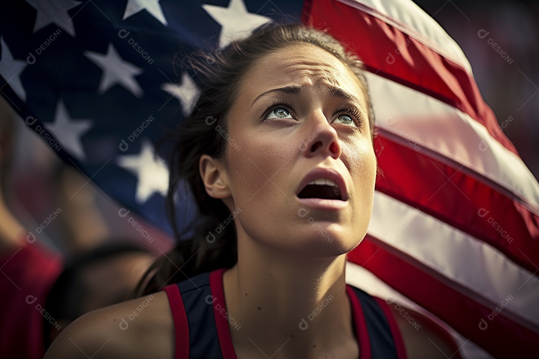 Visão aproximada fãs de futebol americanas surpresas com cores de bandeira