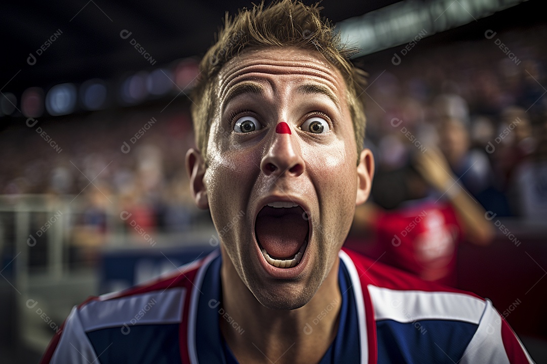 Visão aproximada surpreendeu fãs de futebol americano masculino com cores de bandeira