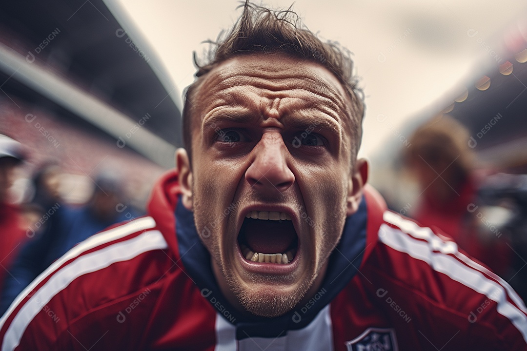 Visão aproximada surpreendeu fãs de futebol americano masculino com cores de bandeira