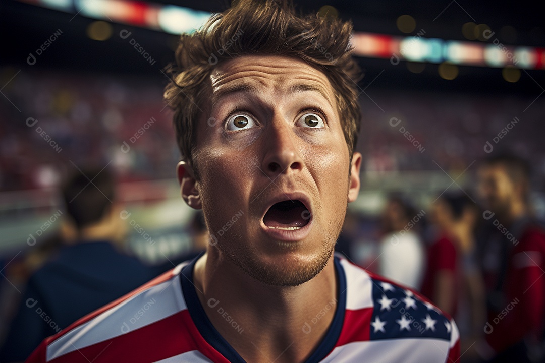 Visão aproximada surpreendeu fãs de futebol americano masculino com cores de bandeira