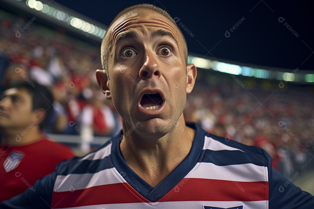 Visão aproximada surpreendeu fãs de futebol americano masculino com cores de bandeira