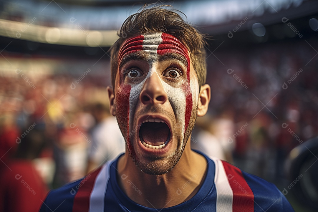 Visão aproximada surpreendeu fãs de futebol americano masculino com cores de bandeira