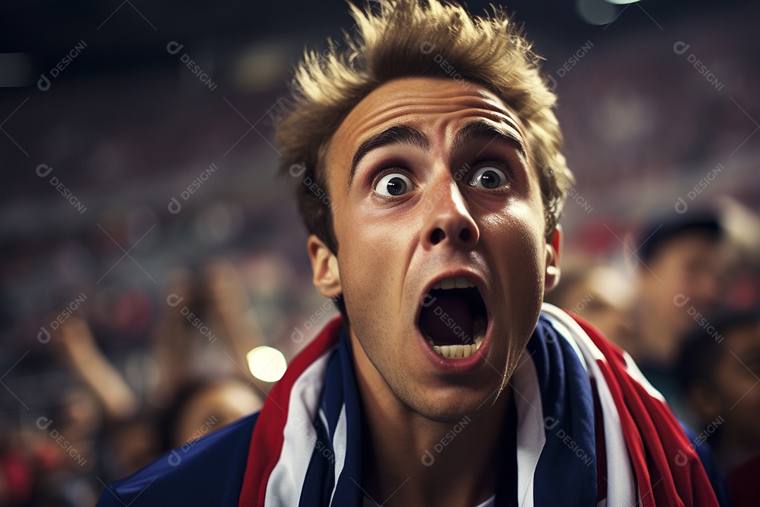 Visão aproximada surpreendeu fãs de futebol americano masculino com cores de bandeira