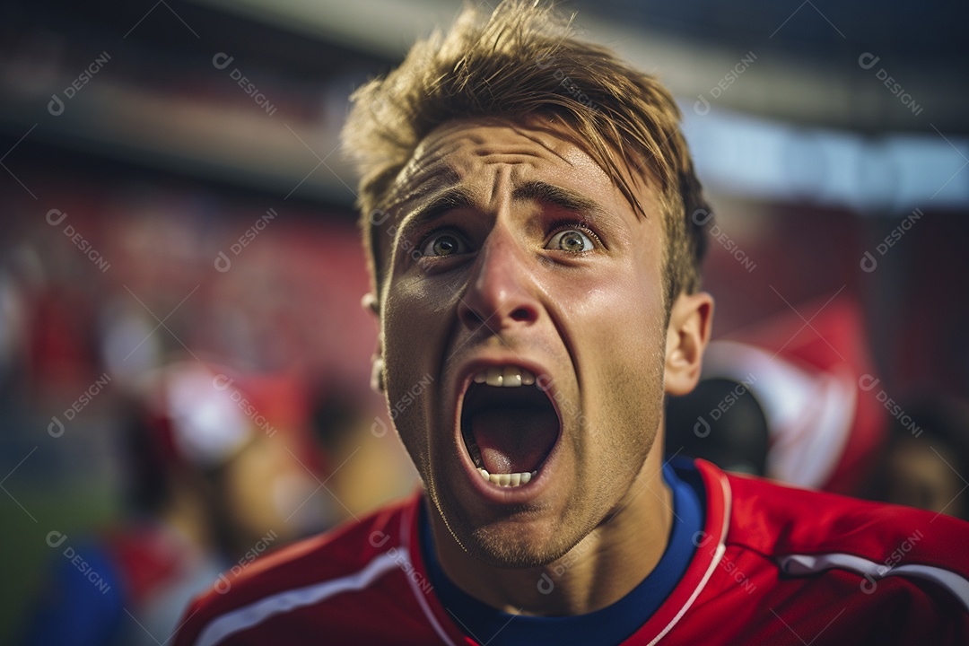 Visão aproximada surpreendeu fãs de futebol americano masculino com cores de bandeira