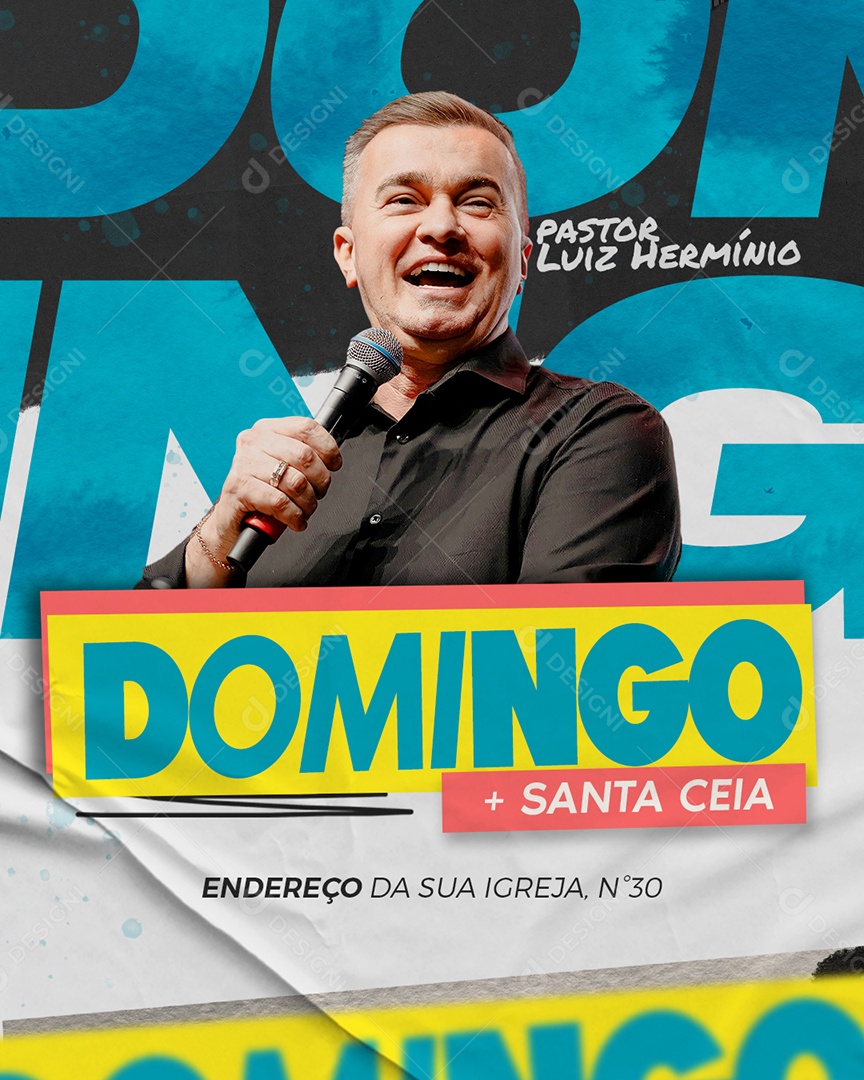 Social Media Flyer Pastor Luiz Hermínio Domingo Santa Ceia PSD Editável