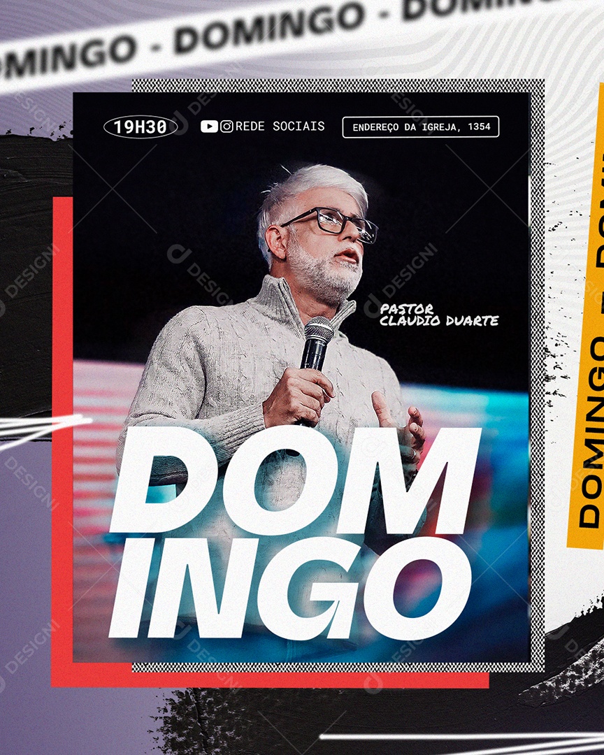 Social Media Flyer Domingo Gospel PSD Editável