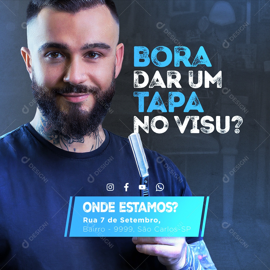 Barbearia Bora Dar Um Tapa No Visu Onde Estamos Social Media PSD Editável