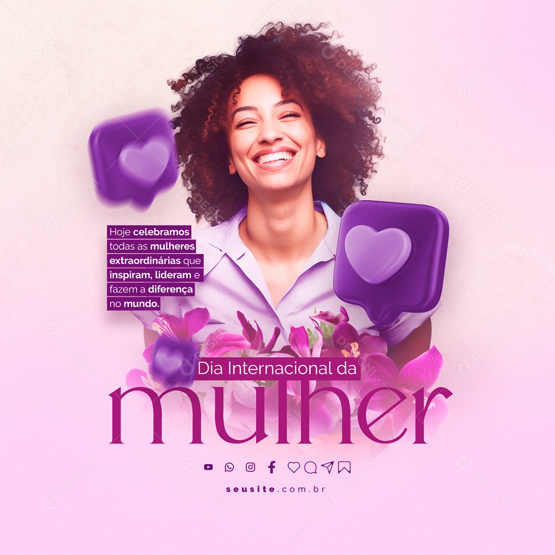 Dia Internacional da Mulher 08 de Março Social Media PSD Editável