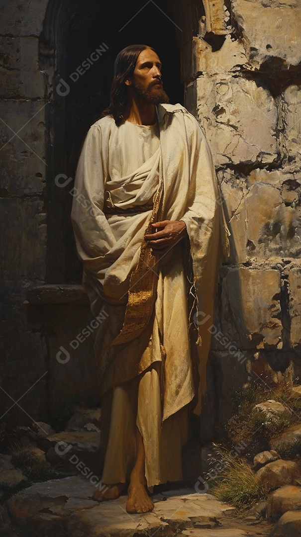 Imagem de um homem vestido com uma túnica semelhante à de Jesus Cristo.