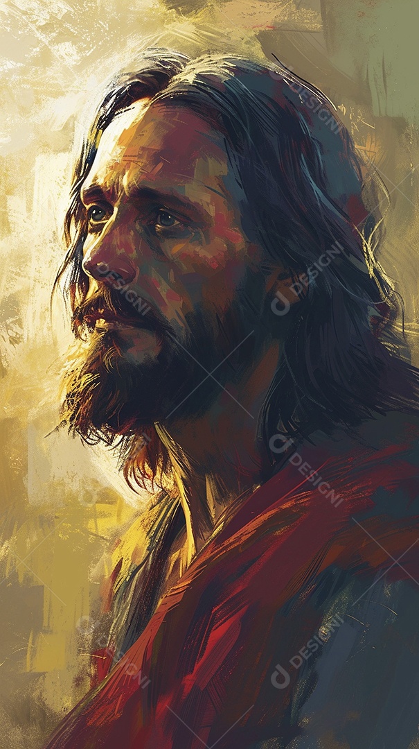 Imagem de um homem vestido com uma túnica  semelhante à de Jesus Cristo.