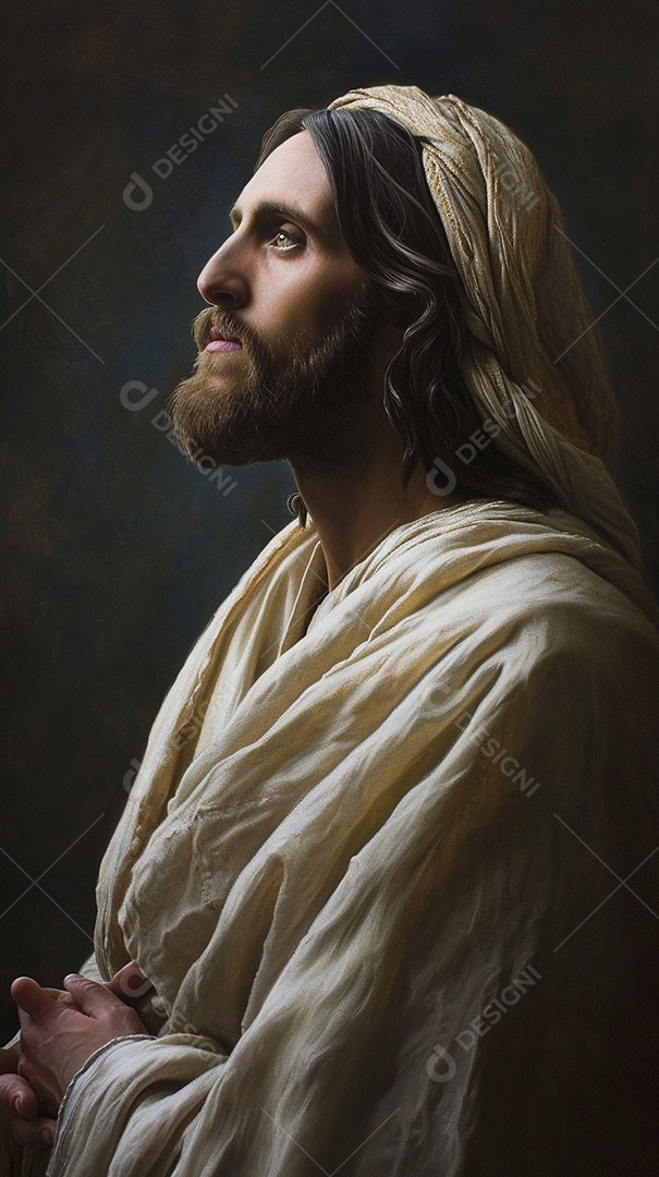Imagem de um homem vestido com uma túnica  semelhante à de Jesus Cristo.