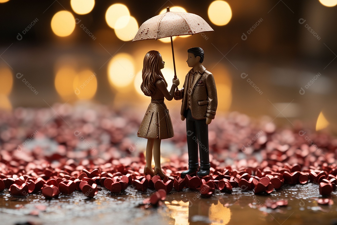 Casal de noivos em pé em miniatura