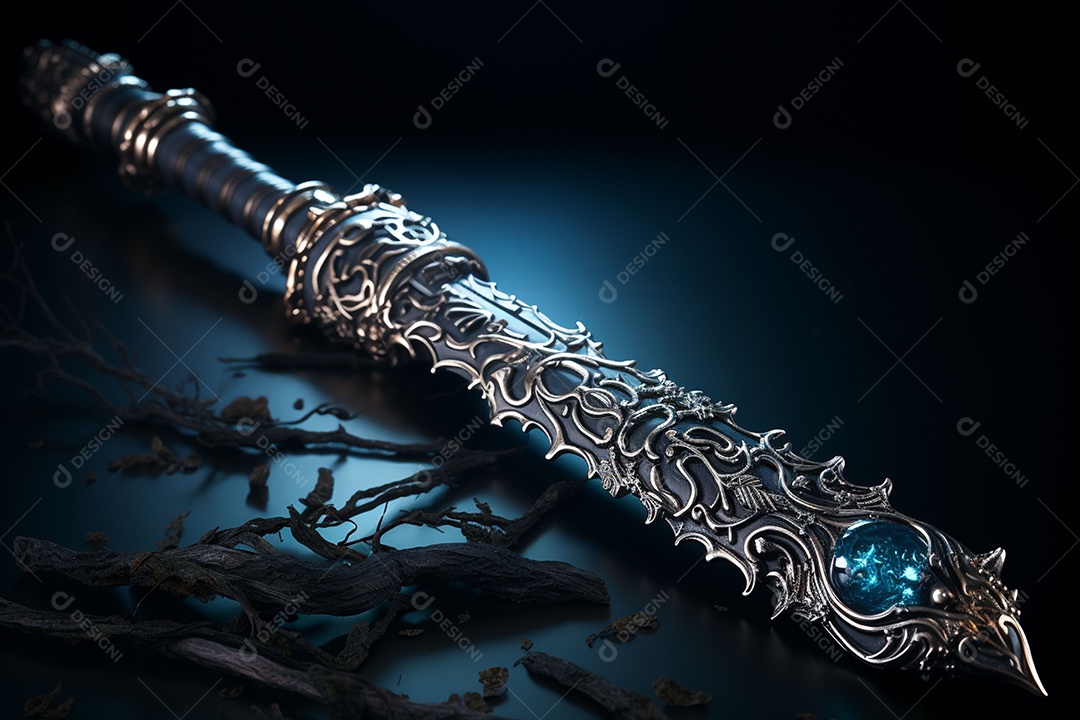 Foto misteriosa e mágica de uma espada de prata