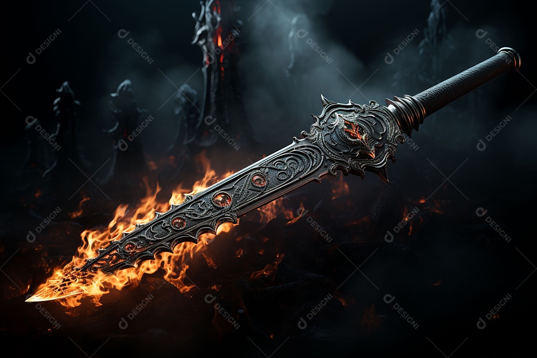 Foto misteriosa e mágica de uma espada de prata