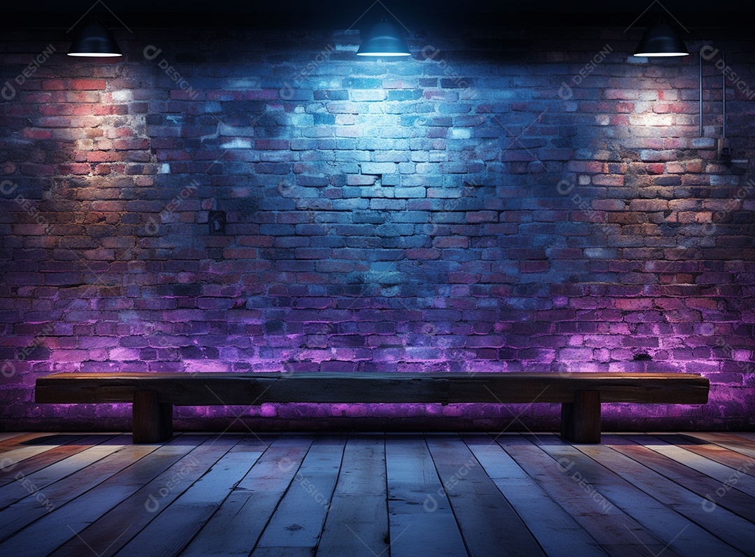 Fundos de palco de parede com luzes de neon