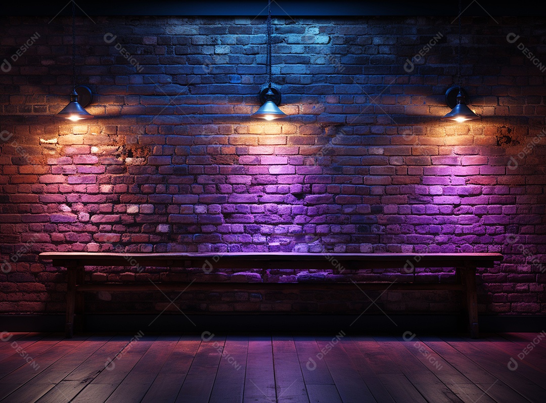 Fundos de palco de parede com luzes de neon