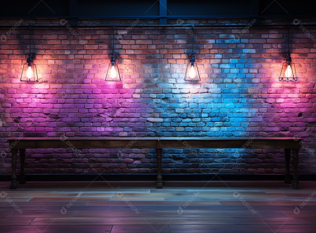 Fundos de palco de parede com luzes de neon