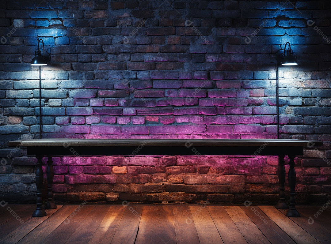 Fundos de palco de parede com luzes de neon