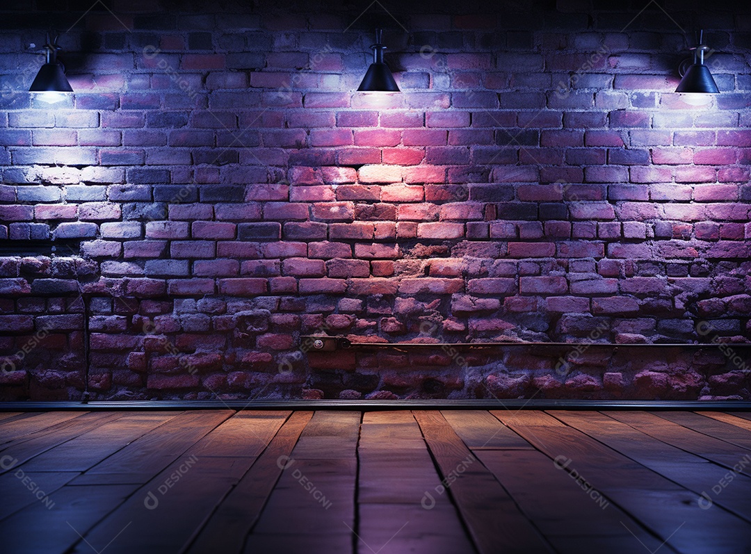 Fundos de palco de parede com luzes de neon