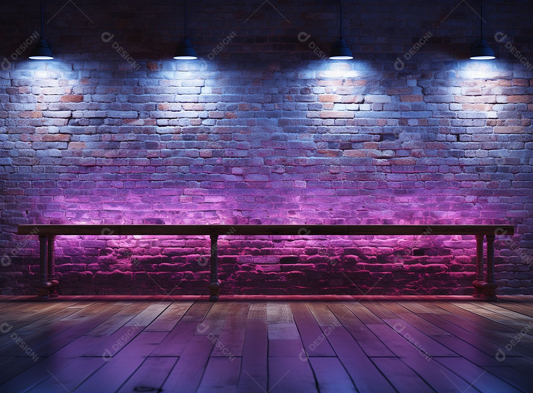 Fundos de palco de parede com luzes de neon